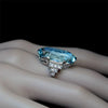 Wholesale Women's Copper Oval Blue Crystal Ring With Inlaid Zircon And Geometric Design
