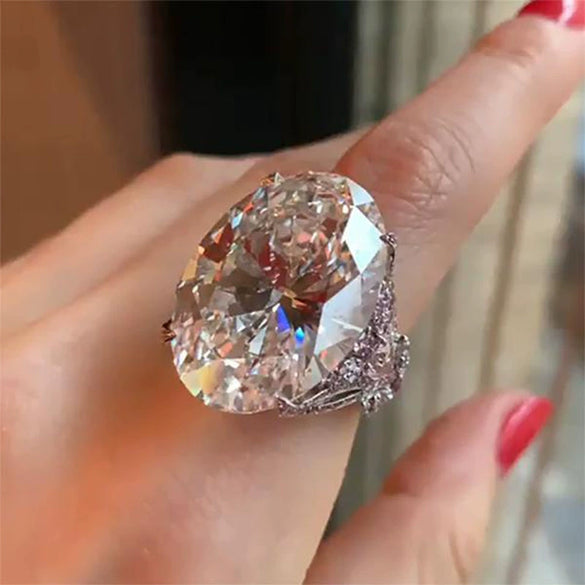 Wholesale Women's Copper Oval Zircon Geometric Butterfly Ring Jewelry