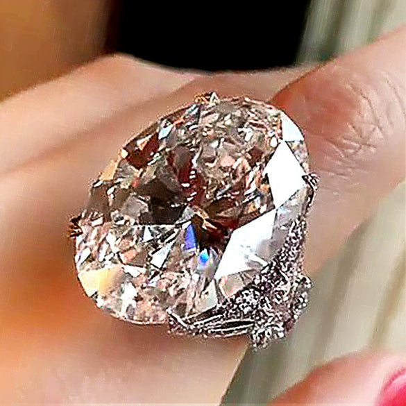 Wholesale Women's Copper Oval Zircon Geometric Butterfly Ring Jewelry