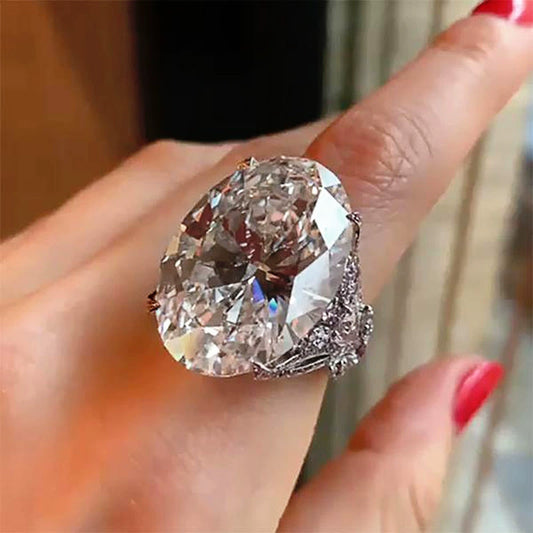 Wholesale Women's Copper Oval Zircon Geometric Butterfly Ring Jewelry