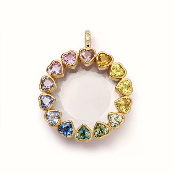 Wholesale Women's Copper Pendant Necklace With Heart Shape And Mixed Gemstone Setting And Diamond Design