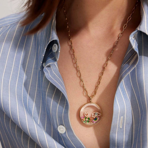 Wholesale Women's Copper Pendant Necklace With Heart Shape And Mixed Gemstone Setting And Diamond Design