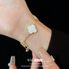 Wholesale Women's Copper Plastic Zircon Fritillary Flower Geometric Style High Sense Electroplated Bracelet