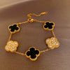 Wholesale Women's Copper Plastic Zircon Fritillary Flower Geometric Style High Sense Electroplated Bracelet