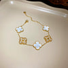Wholesale Women's Copper Plastic Zircon Fritillary Flower Geometric Style High Sense Electroplated Bracelet