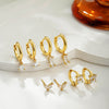 Wholesale Women's Copper Plated Geometric Square And Star Shape Fourpiece Earrings