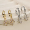 Wholesale Women's Copper Plated 18K Gold Geometric Cross Earrings