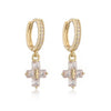 Wholesale Women's Copper Plated 18K Gold Geometric Cross Earrings