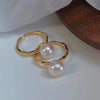 Wholesale Women's Copper Plated 14K Gold Natural Freshwater Pearl Ring Flat Round Bun Round Shape Trendy Fashionable
