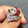 Wholesale Women's Copper Plated Platinum Drop Shaped Zircon Inlaid Engagement Ring