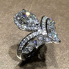 Wholesale Women's Copper Plated Platinum Drop Shaped Zircon Inlaid Engagement Ring