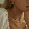 Wholesale Women's Copper Plated Real Gold Colorfree Geometric Overlapping Collarbone Chain Necklace