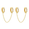 Wholesale Women's Copper Plated Real Gold Geometric Inlaid Zircon Earrings