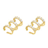 Wholesale Women's Copper Plated Real Gold Geometric Inlaid Zircon Earrings