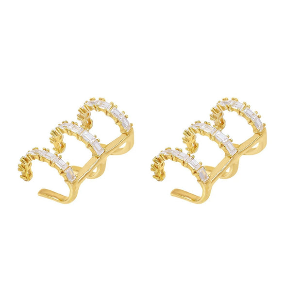 Wholesale Women's Copper Plated Real Gold Geometric Inlaid Zircon Earrings