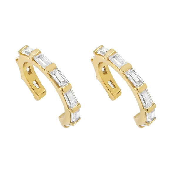 Wholesale Women's Copper Plated Real Gold Geometric Inlaid Zircon Earrings