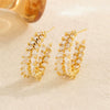 Wholesale Women's Copper Plated Real Gold Wheat Ear Cshaped Hoop Earrings With Diamond And Branch Leaf Design Polish Finish