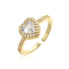 Wholesale Women's Copper Real Gold Electroplated Geometric Heart Micropaved Ring