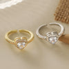 Wholesale Women's Copper Real Gold Electroplated Geometric Heart Micropaved Ring