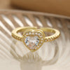 Wholesale Women's Copper Real Gold Electroplated Geometric Heart Micropaved Ring