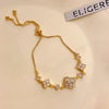 Wholesale Women's Copper Real Gold Electroplated Zircon Inlaid Flower Bracelet