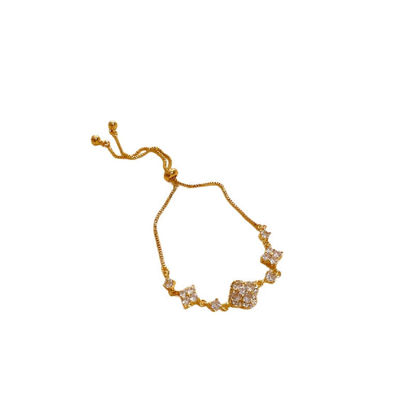 Wholesale Women's Copper Real Gold Electroplated Zircon Inlaid Flower Bracelet
