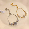 Wholesale Women's Copper Real Gold Electroplated Zircon Inlaid Flower Bracelet