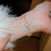 Wholesale Women's Copper Real Gold Electroplated Zircon Inlaid Geometric Flower Bracelet Sweet Style