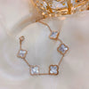 Wholesale Women's Copper Real Gold Electroplated Zircon Inlaid Geometric Flower Bracelet Sweet Style