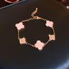 Wholesale Women's Copper Real Gold Electroplated Zircon Inlaid Geometric Flower Bracelet Sweet Style