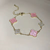 Wholesale Women's Copper Real Gold Electroplated Zircon Inlaid Geometric Flower Bracelet Sweet Style
