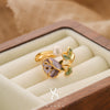 Wholesale Women's Copper Real Pearl Butterfly Ring With Geometric And Insect Pattern Electroplated
