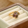 Wholesale Women's Copper Real Pearl Butterfly Ring With Geometric And Insect Pattern Electroplated