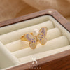 Wholesale Women's Copper Real Pearl Butterfly Ring With Geometric And Insect Pattern Electroplated