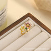 Wholesale Women's Copper Real Pearl Butterfly Ring With Geometric And Insect Pattern Electroplated