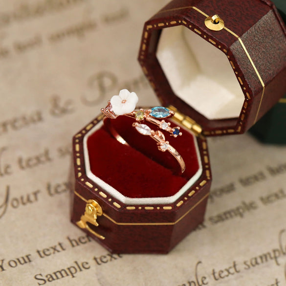 Wholesale Women's Copper Retro Geometric Flower Open Ring With Electroplating
