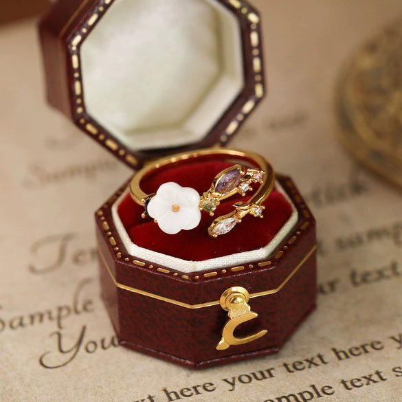Wholesale Women's Copper Retro Geometric Flower Open Ring With Electroplating