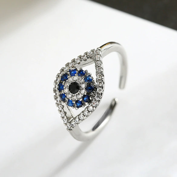 Wholesale Women's Copper Retro Open Ring With Geometric Pattern And Microinlay Zircon