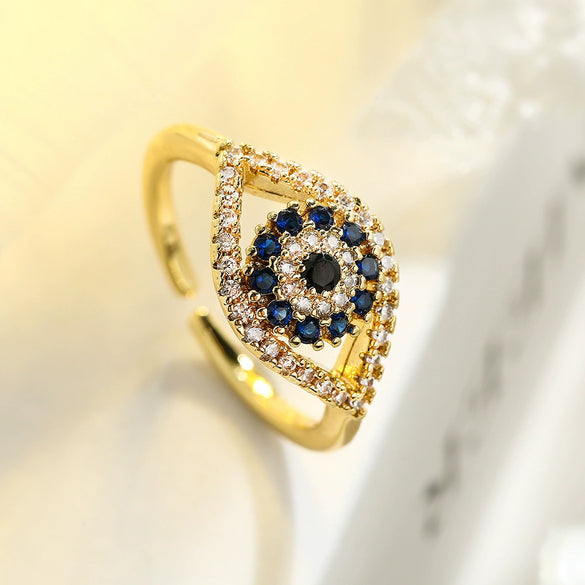 Wholesale Women's Copper Retro Open Ring With Geometric Pattern And Microinlay Zircon