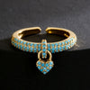 Wholesale Women's Copper Retro Ring With Geometric Pattern And Microinlaid Zircon In Heart Shape