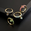 Wholesale Women's Copper Retro Ring With Geometric Pattern And Microinlaid Zircon In Heart Shape