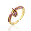 Wholesale Women's Copper Retro Ring With Geometric Pattern And Microinlaid Zircon In Heart Shape