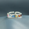 Wholesale Women's Copper Rhombus Geometric Doublelayer Ring With Zirconia