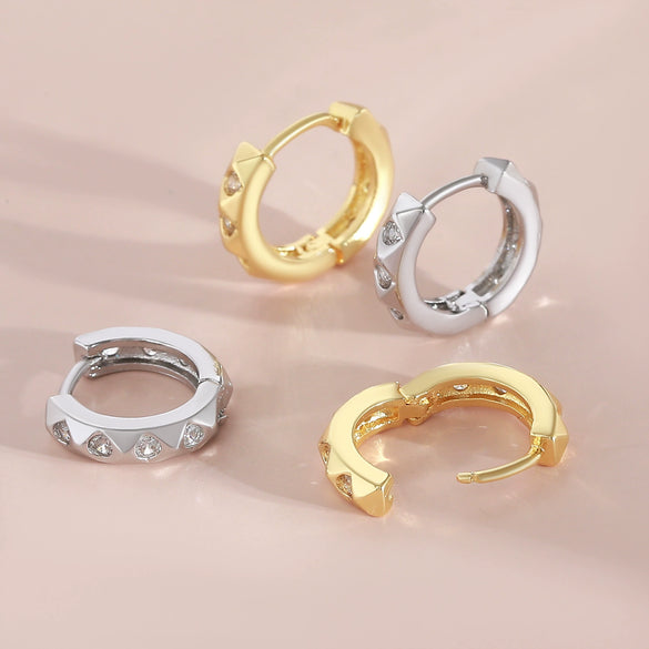 Wholesale Women's Copper Rhombus Geometric Simple Retro Elegant Electroplated Earrings