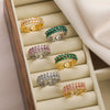 Wholesale Women's Copper Ring Geometric Pattern Real Gold Inlaid Zircon Retro Style