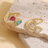 Wholesale Women's Copper Ring Inlaid With Zirconia Snakeshaped Geometric Double Water Drop Design