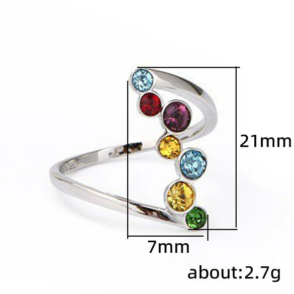 Wholesale Women's Copper Ring With Colorful Round Zircon And Geometric Design