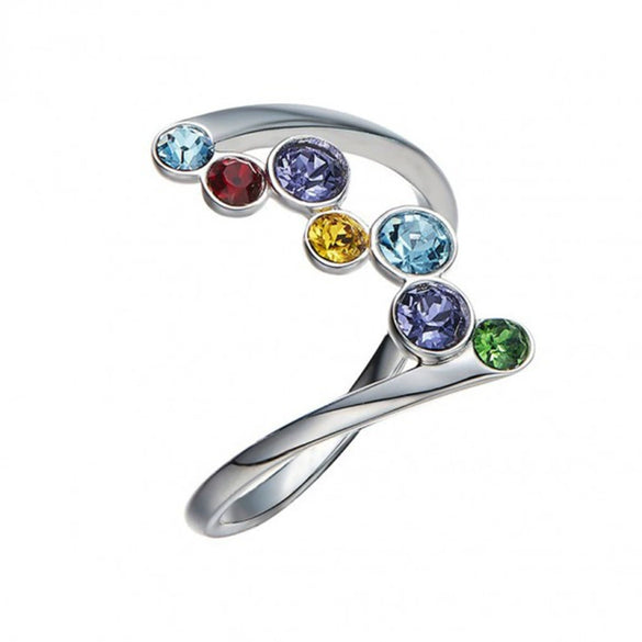 Wholesale Women's Copper Ring With Colorful Round Zircon And Geometric Design