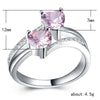 Wholesale Women's Copper Ring With Double Heart Shape And Inlaid Zircon Platinum Plated