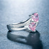 Wholesale Women's Copper Ring With Double Heart Shape And Inlaid Zircon Platinum Plated